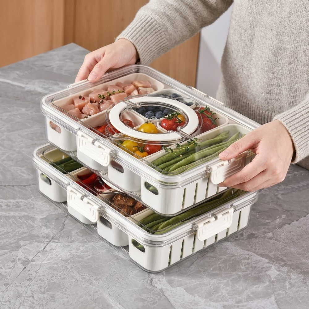 Organizador Hermético de Geladeira com 4 Divisórias em ambiente organizado