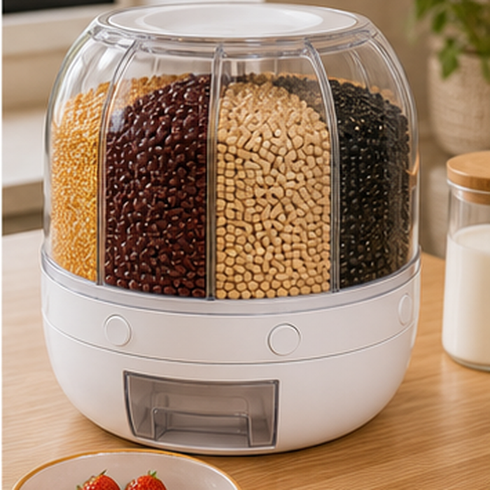 Dispenser Giratório para Grãos em uso