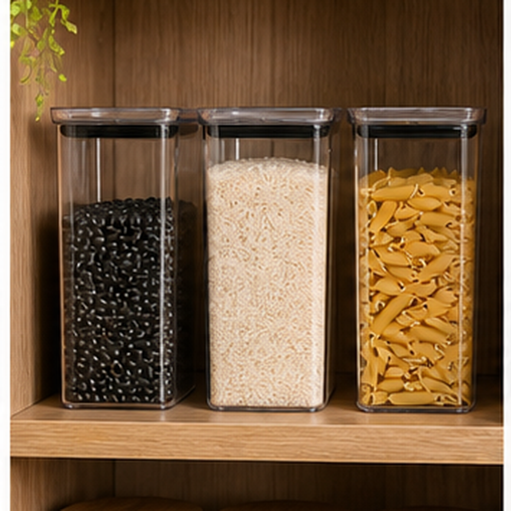 Kit 3 Potes Herméticos para Despensa em ambiente organizado